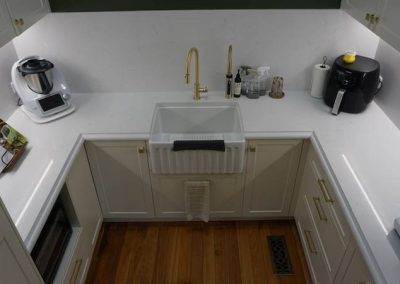 top view of white kitchen design